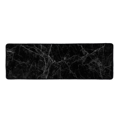Black Grey Dark Marble Print Long Kitchen Mat