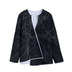 Black Grey Dark Marble Print Long Sleeve Short Coat