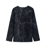 Black Grey Dark Marble Print Long Sleeve Short Coat
