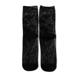Black Grey Dark Marble Print Long Socks