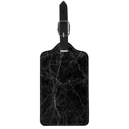 Black Grey Dark Marble Print Luggage Tag