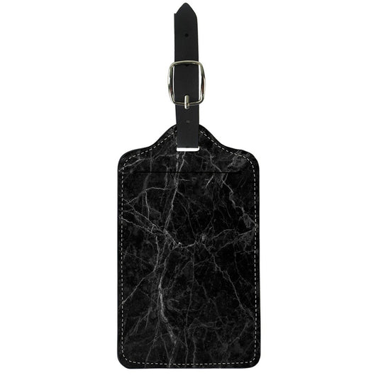 Black Grey Dark Marble Print Luggage Tag