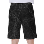 Black Grey Dark Marble Print Men's Beach Shorts
