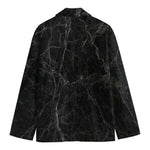 Black Grey Dark Marble Print Men's Blazer