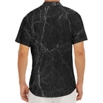 Black Grey Dark Marble Print Men's Deep V-Neck Shirt
