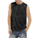 Black Grey Dark Marble Print Men's Fitness Tank Top