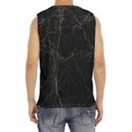 Black Grey Dark Marble Print Men's Fitness Tank Top