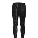 Black Grey Dark Marble Print Men's leggings