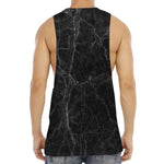 Black Grey Dark Marble Print Men's Muscle Tank Top