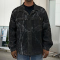 Black Grey Dark Marble Print Men's Shirt Jacket