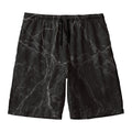 Black Grey Dark Marble Print Men's Swim Trunks