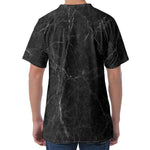 Black Grey Dark Marble Print Men's Velvet T-Shirt