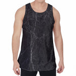 Black Grey Dark Marble Print Men's Velvet Tank Top