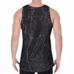 Black Grey Dark Marble Print Men's Velvet Tank Top