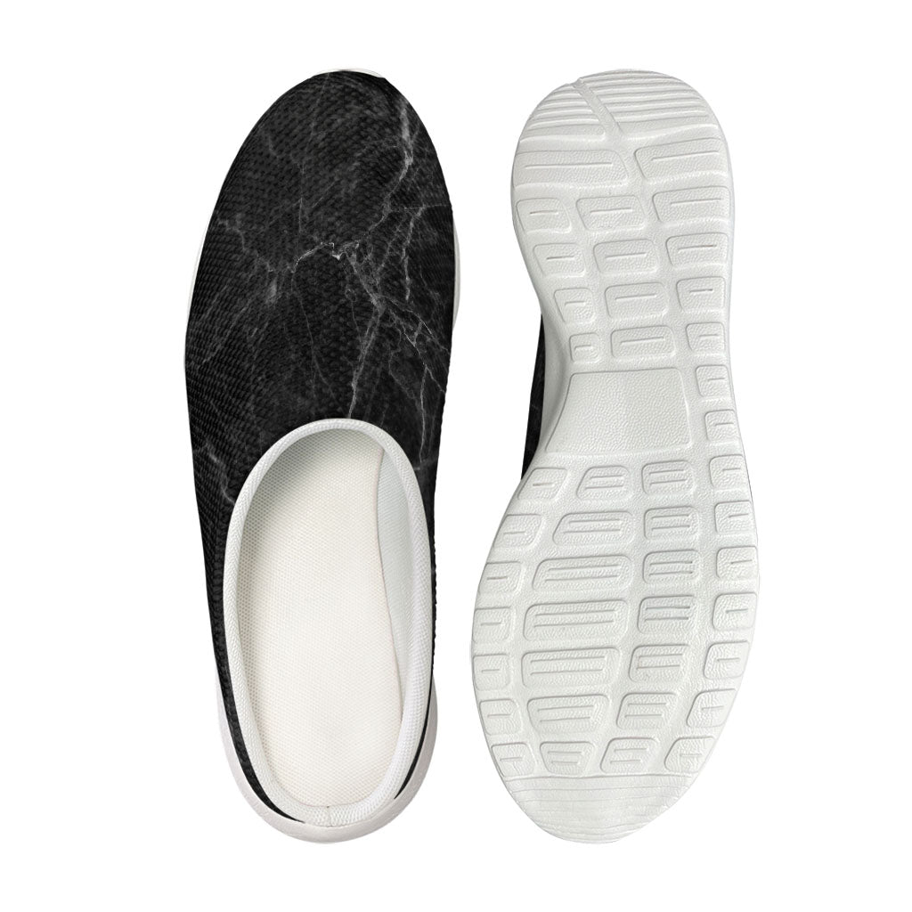 Black Grey Dark Marble Print Mesh Casual Shoes