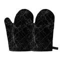 Black Grey Dark Marble Print Oven Mitts