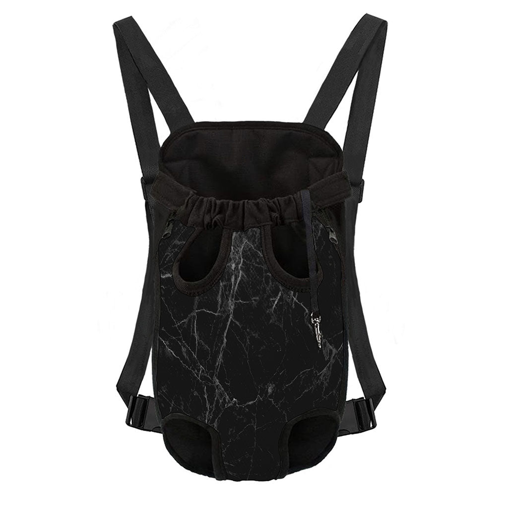 Black Grey Dark Marble Print Pet Carrier Backpack