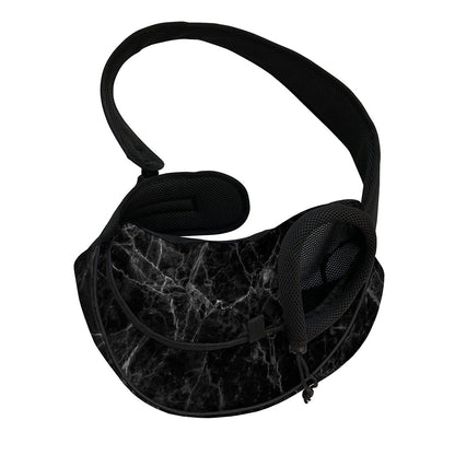 Black Grey Dark Marble Print Pet Sling Carrier