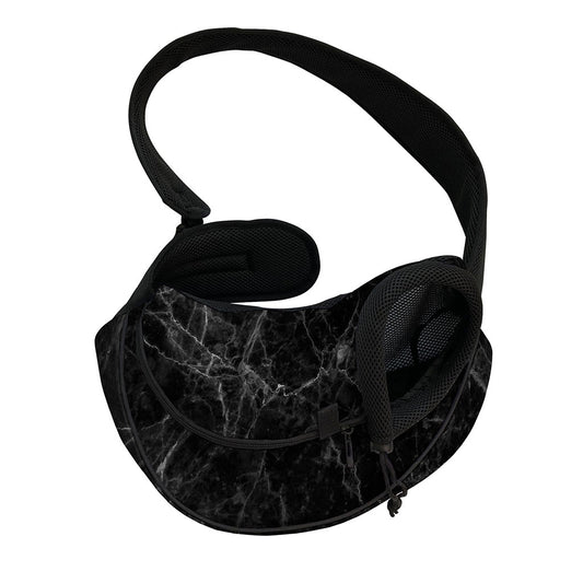 Black Grey Dark Marble Print Pet Sling Carrier