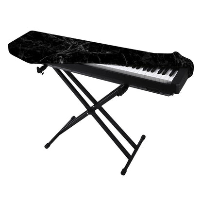 Black Grey Dark Marble Print Piano Keyboard Cover