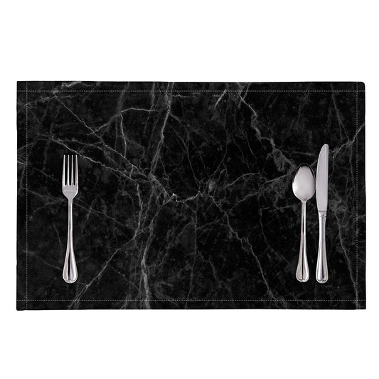 Black Grey Dark Marble Print Placemat