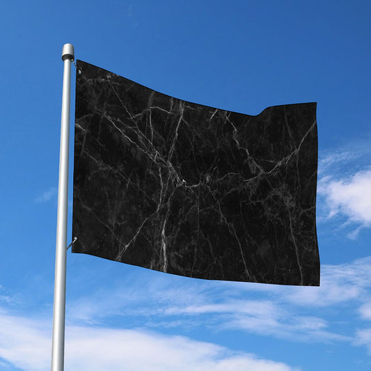 Black Grey Dark Marble Print Polyester Flag