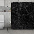 Black Grey Dark Marble Print Polyester Shower Curtain