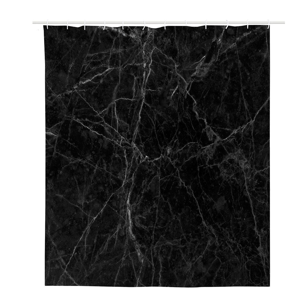 Black Grey Dark Marble Print Polyester Shower Curtain