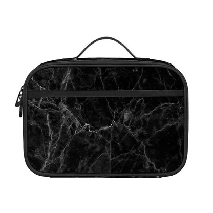 Black Grey Dark Marble Print Portable Lunch Bag