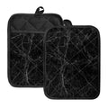 Black Grey Dark Marble Print Pot Holders With Pocket
