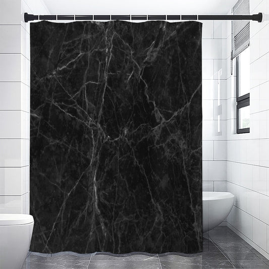 Black Grey Dark Marble Print Premium Shower Curtain