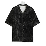 Black Grey Dark Marble Print Rayon Hawaiian Shirt