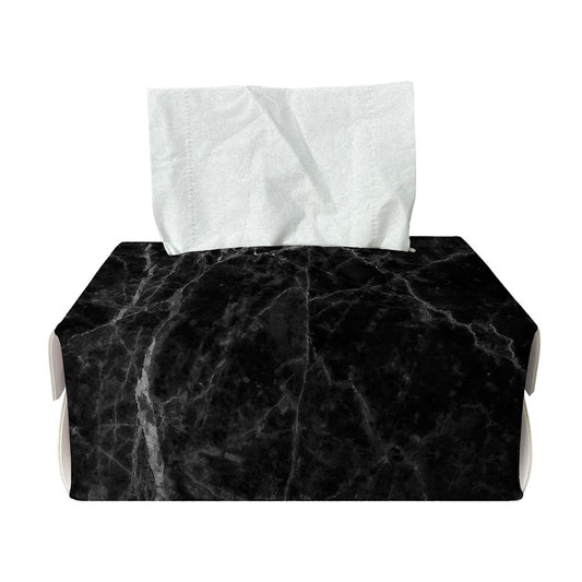 Black Grey Dark Marble Print Rectangle Tissue Box Cover