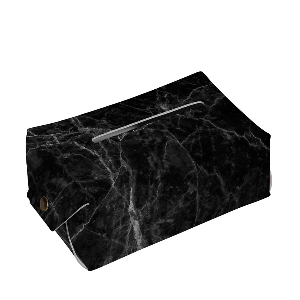 Black Grey Dark Marble Print Rectangle Tissue Box Cover