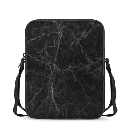 Black Grey Dark Marble Print Rectangular Crossbody Bag