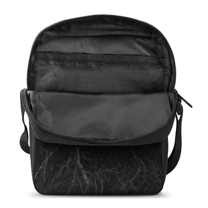 Black Grey Dark Marble Print Rectangular Crossbody Bag