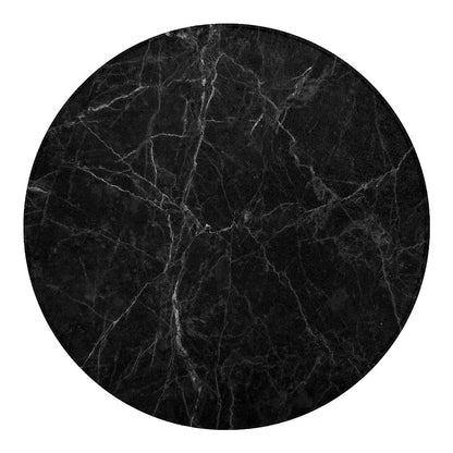 Black Grey Dark Marble Print Round Blanket