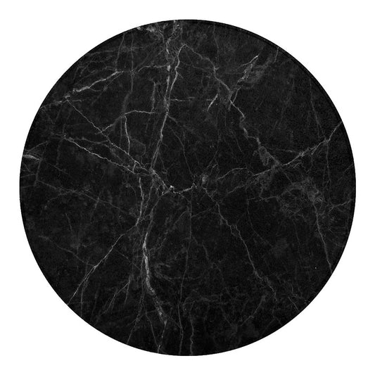Black Grey Dark Marble Print Round Blanket