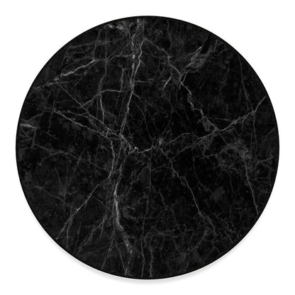 Black Grey Dark Marble Print Round Floor Mat