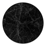 Black Grey Dark Marble Print Round Floor Mat