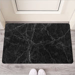 Black Grey Dark Marble Print Rubber Doormat