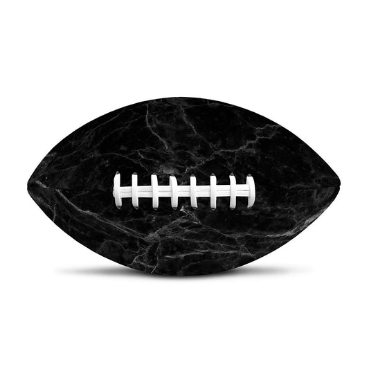 Black Grey Dark Marble Print Rugby Ball