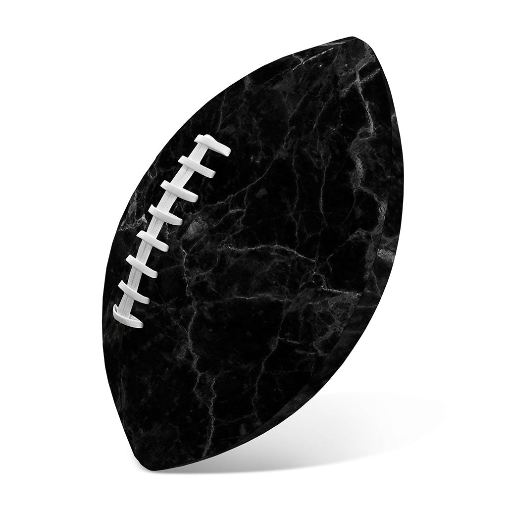 Black Grey Dark Marble Print Rugby Ball