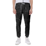 Black Grey Dark Marble Print Scuba Joggers