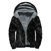 Black Grey Dark Marble Print Sherpa Lined Zip Up Hoodie