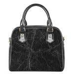 Black Grey Dark Marble Print Shoulder Handbag