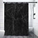 Black Grey Dark Marble Print Shower Curtain