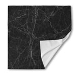 Black Grey Dark Marble Print Silk Bandana