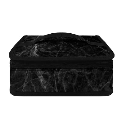 Black Grey Dark Marble Print Small Lunch Bag