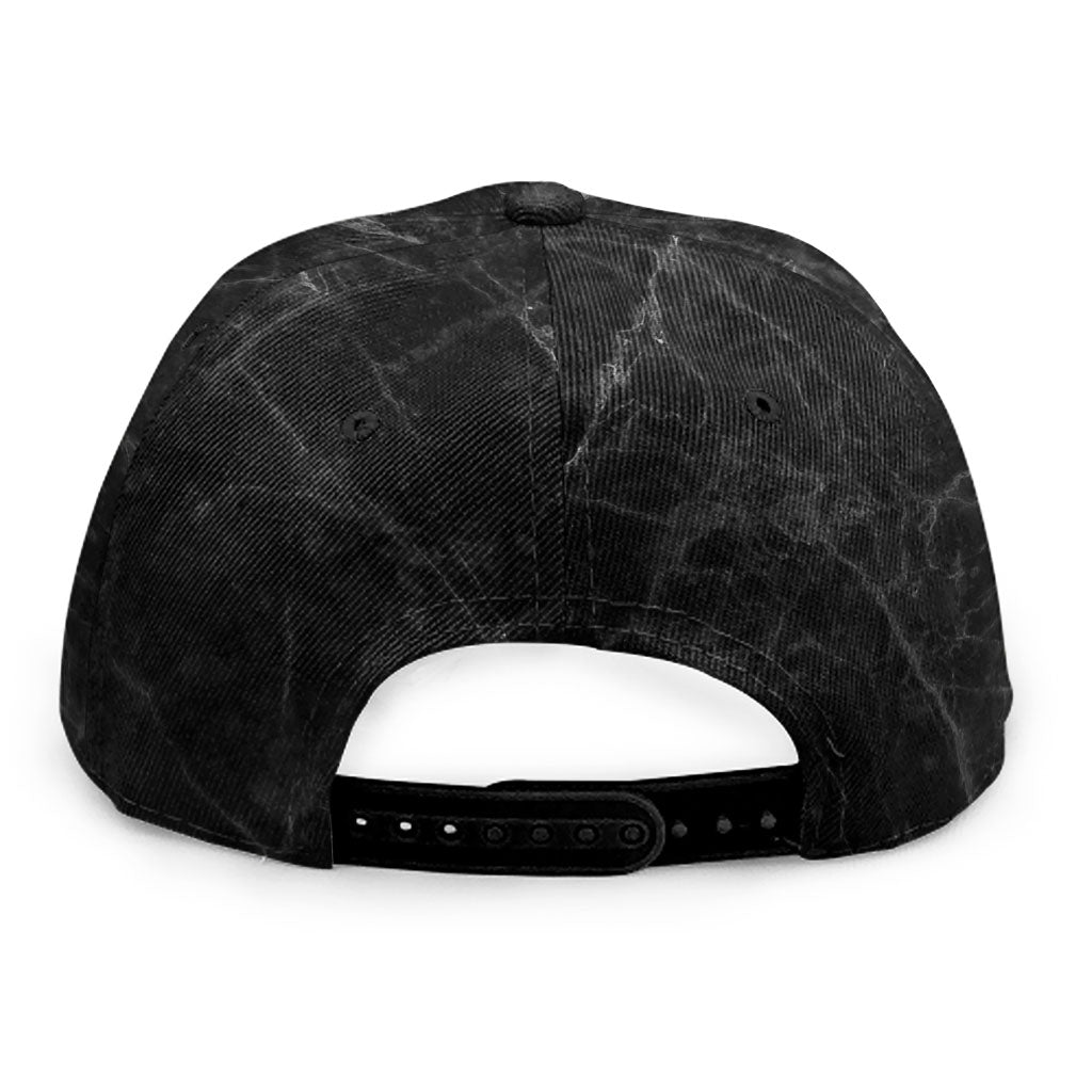 Black Grey Dark Marble Print Snapback Cap